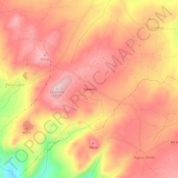 Carte topographique Sobreira, altitude, relief