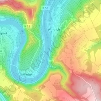 Carte topographique Geierslay, altitude, relief