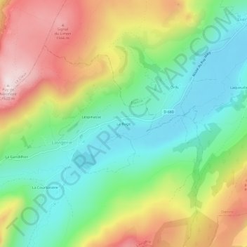 Carte topographique La Buge, altitude, relief