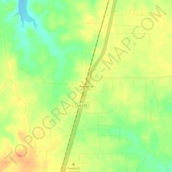 Carte topographique Powderly, altitude, relief