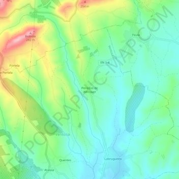 Carte topographique Penedos de Alenquer, altitude, relief