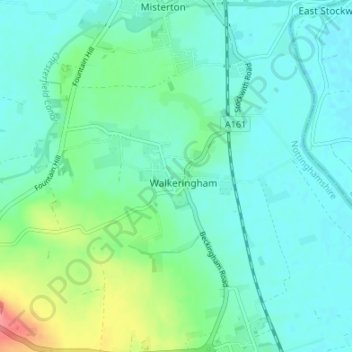Carte topographique Walkeringham, altitude, relief