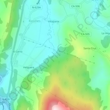 Carte topographique Cueva del Valle, altitude, relief