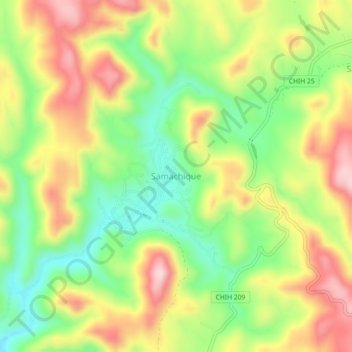 Carte topographique Samachique, altitude, relief