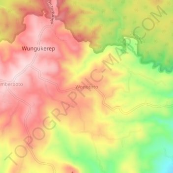Carte topographique Wonotirto, altitude, relief