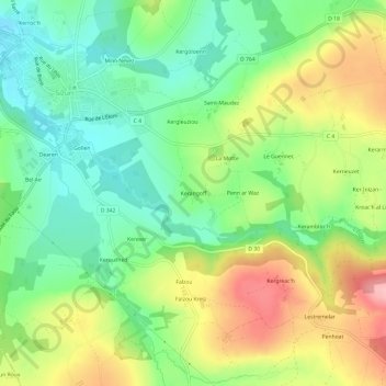 Carte topographique Kerangoff, altitude, relief