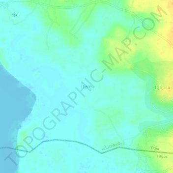 Carte topographique Itere, altitude, relief