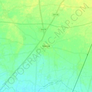 Carte topographique Mansa, altitude, relief