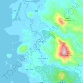 Carte topographique Bangon, altitude, relief