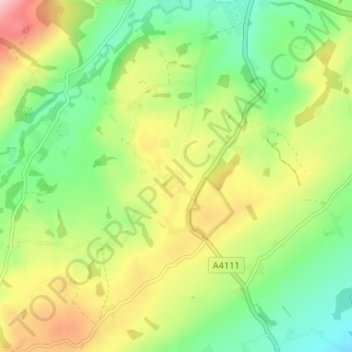 Carte topographique Kingswood Common, altitude, relief