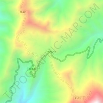 Carte topographique Porcuya, altitude, relief