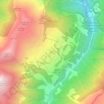 Carte topographique Tenna, altitude, relief