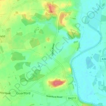 Carte topographique Whiteacres, altitude, relief