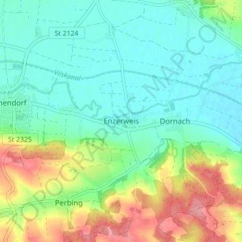 Carte topographique Enzerweis, altitude, relief