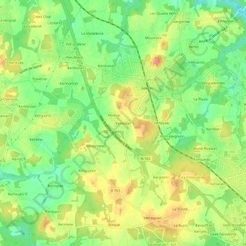 Carte topographique Kerledan, altitude, relief