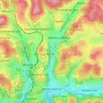 Carte topographique Nöckelseßmar, altitude, relief