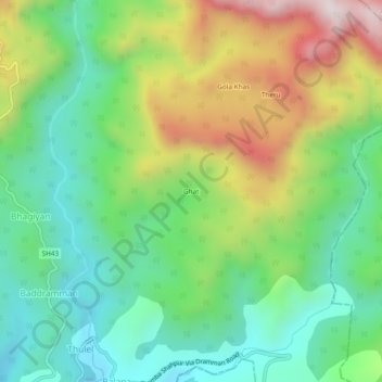 Carte topographique Ghat, altitude, relief
