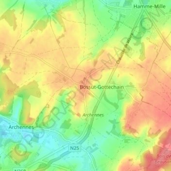 Carte topographique Bossut, altitude, relief