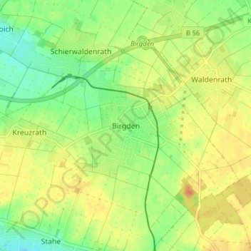 Carte topographique Birgden, altitude, relief