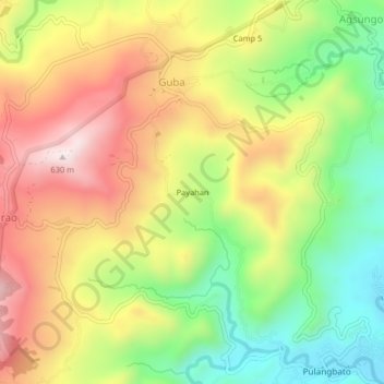 Carte topographique Payahan, altitude, relief