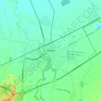 Carte topographique Benalla, altitude, relief