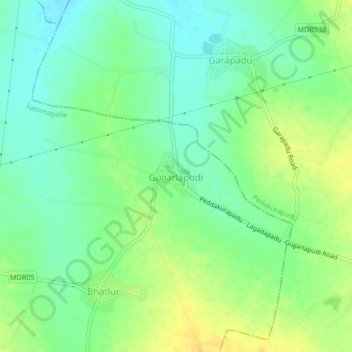 Carte topographique Gujjarlapudi, altitude, relief