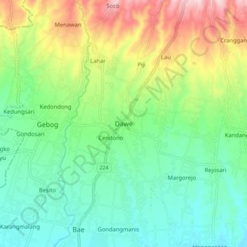 Carte topographique Dawe, altitude, relief