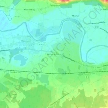 Carte topographique La Croix de Pierre, altitude, relief