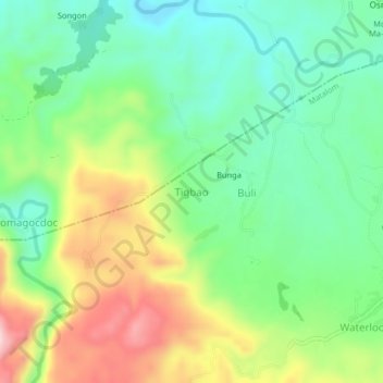Carte topographique Tigbao, altitude, relief
