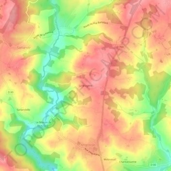Carte topographique La Brugère, altitude, relief