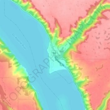 Carte topographique Sandy Beach, altitude, relief