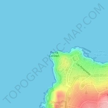Carte topographique Punta Concón, altitude, relief