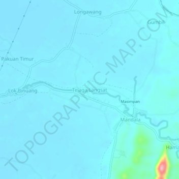 Carte topographique Telaga Langsat, altitude, relief