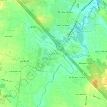 Carte topographique Quail Ridge, altitude, relief
