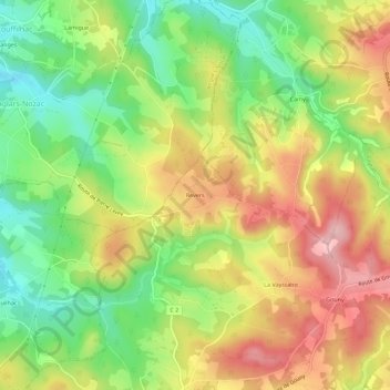 Carte topographique Revers, altitude, relief