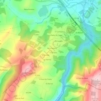 Carte topographique Ribadeume, altitude, relief