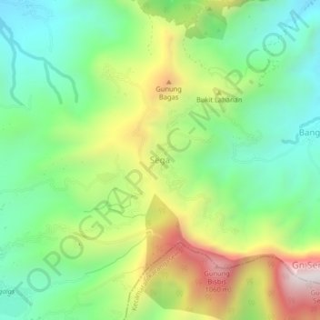Carte topographique Sega, altitude, relief