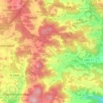 Carte topographique Menschhof, altitude, relief
