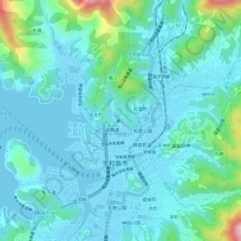 Carte topographique Fujie, altitude, relief