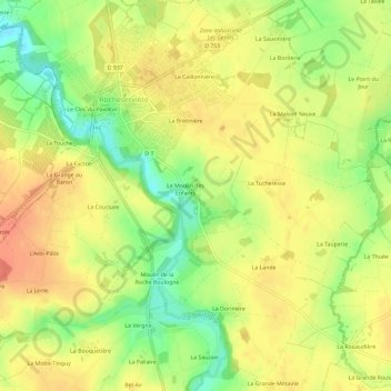 Carte topographique La Surière, altitude, relief