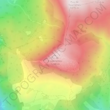 Carte topographique Pic de Courmettes, altitude, relief
