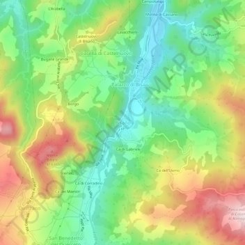 Carte topographique Bisano, altitude, relief