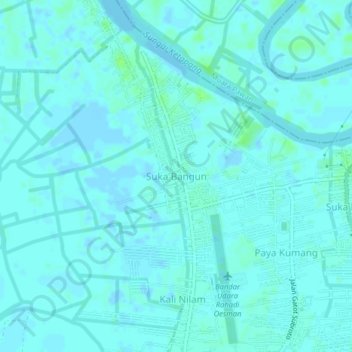 Carte topographique Suka Bangun, altitude, relief