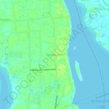 Carte topographique Pallippuram, altitude, relief