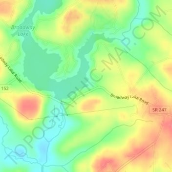 Carte topographique Broadway Lake, altitude, relief