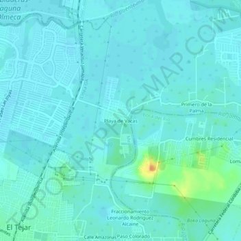 Carte topographique Playa de Vacas, altitude, relief