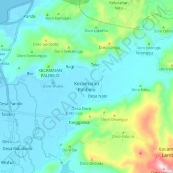 Carte topographique Kecamatan Palibelo, altitude, relief
