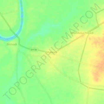 Carte topographique Malwadi, altitude, relief