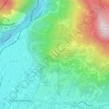Carte topographique Katarina, altitude, relief