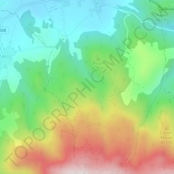 Carte topographique Grotte de Laspugues, altitude, relief